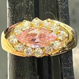 Suzanne Somers collection vintage pink CZ Marquise round cut cocktail band ring
